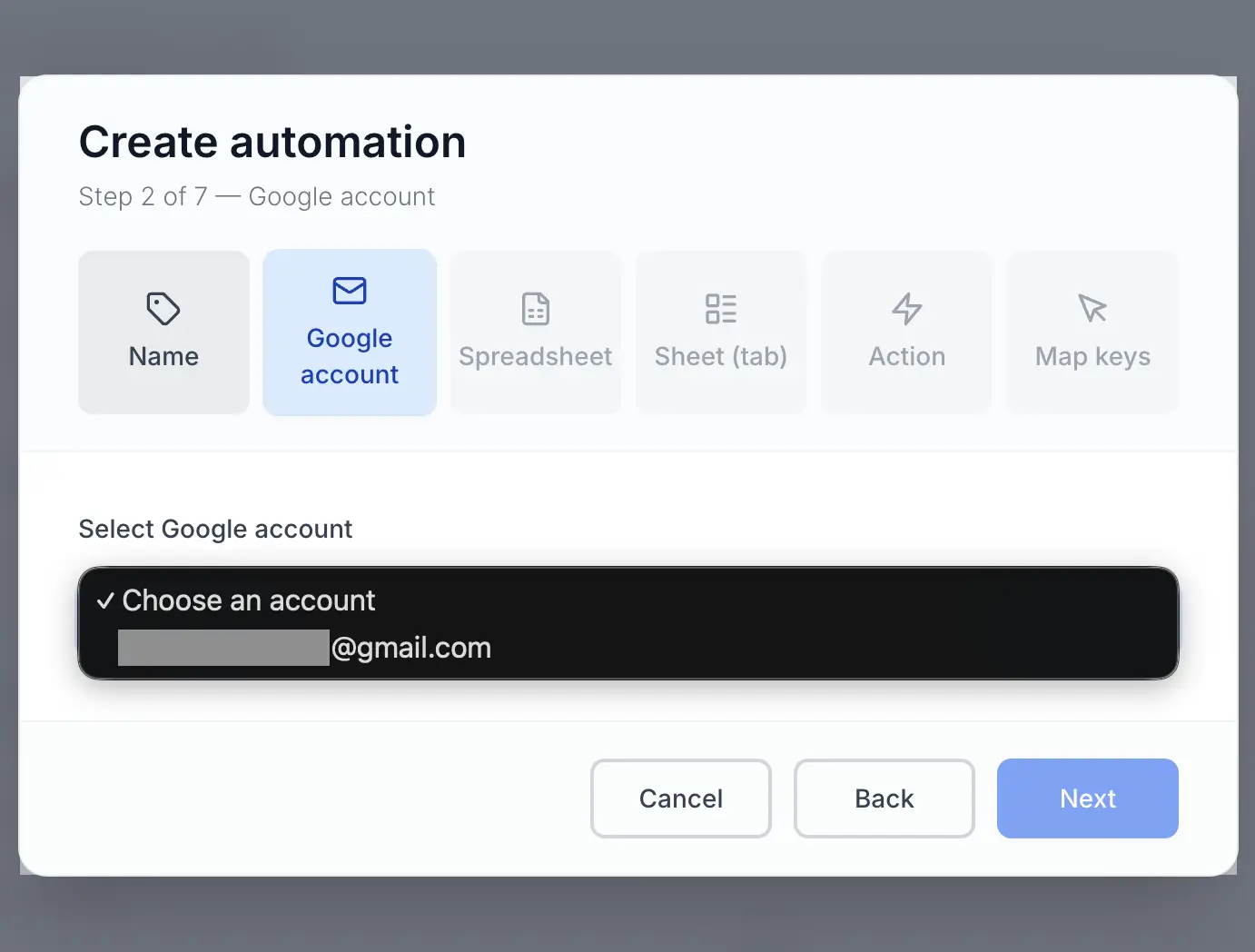 SyncToSheet Google account connection, OAuth flow